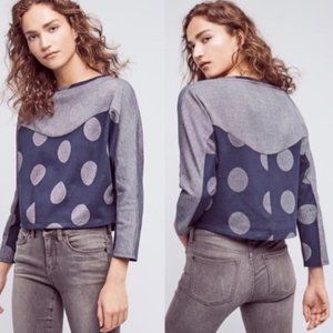 Anthro Postmark Polka Dot Cropped Swetahshirt - S